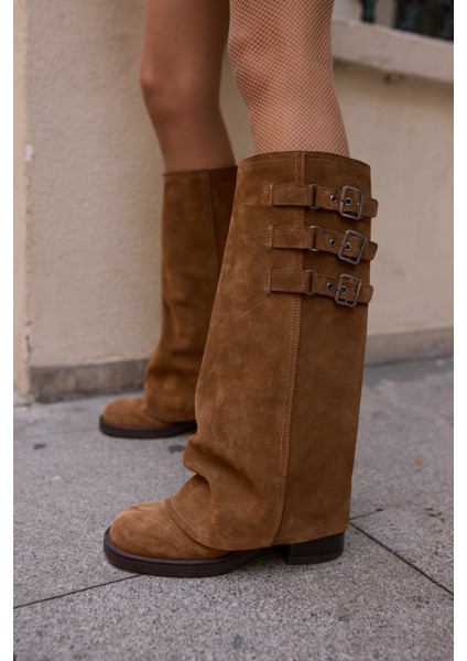 Jakup Kadın Kahverengi Gercek Deri Suet Çizme