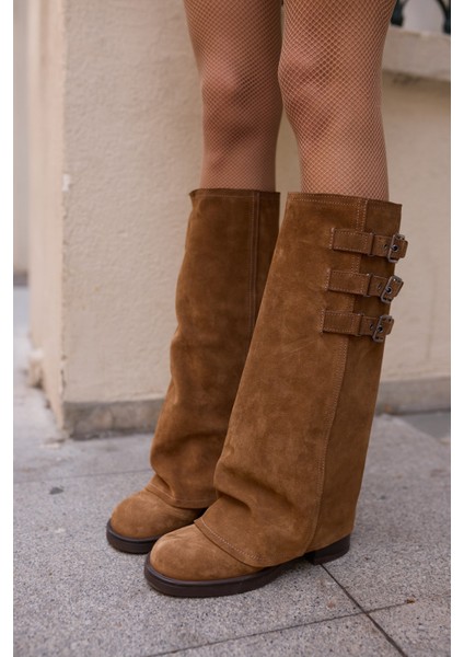 Jakup Kadın Kahverengi Gercek Deri Suet Çizme