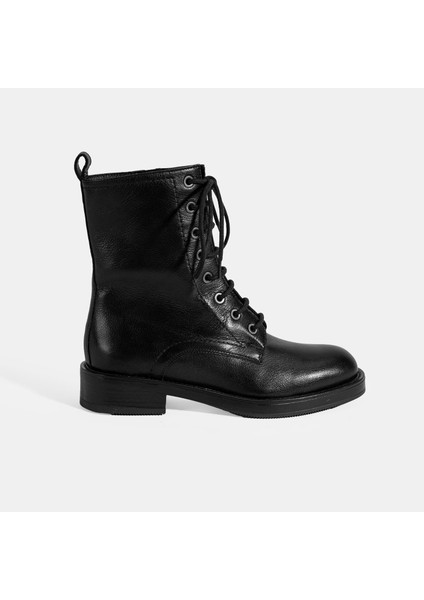 Kadın Siyah Bağcıklı Deri Postal Bot fiyatları