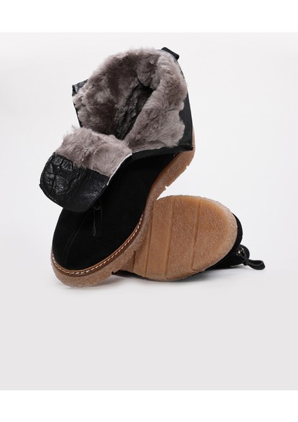 Hakiki Deri Kürklü Kadın Klasik Bot 657KZA2502