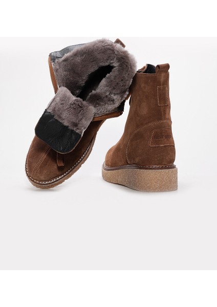 Hakiki Deri Kürklü Kadın Klasik Bot 657KZA2502
