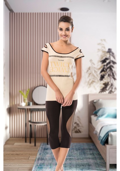 Geniş Yaka Kadın Kapri Takım 1502 modelleri