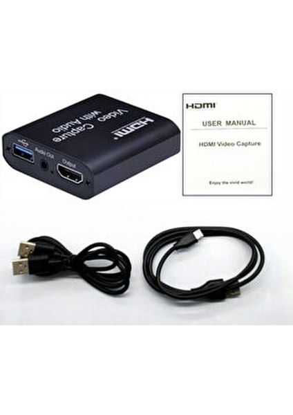 4K-VC400 4K HDMI Video Capture Cihazı Metalik Siyah Renk USB 3.0 1 Adet