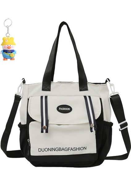 Kanvas Okul Çantası Kadın Omuz Büyük Kapasiteli El Çantası Kitap Çantası Öğrenci Ders Çantası Messenger Çantası (Yurt Dışından)