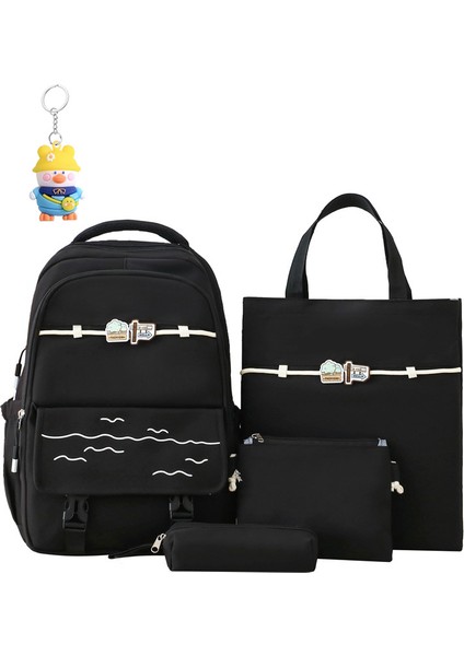 Öğrenci Okul Çantası Kadın Taşınabilir Okul Çantası Ortaokul ve Lise Büyük Kapasiteli Sırt Çantası Dört Parçalı Sırt Çantası (Yurt Dışından)