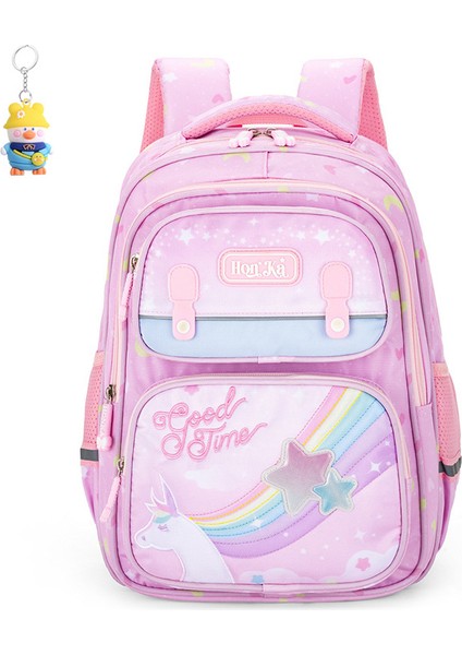 Prenses Gökkuşağı Çocuk Sırt Çantası Kız 1-3-6 Sınıf Kız Yük Azaltma Omurga Koruma Ilkokul Okul Çantası (Yurt Dışından)