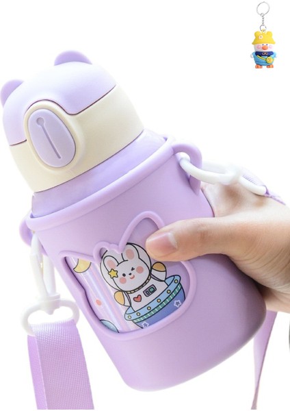 Çocuk Termos Bardağı 316 Paslanmazçelik Su Bardağıçift Içecek Pipetli Bardağı Bebeköğrenci Bardağı (Yurt Dışından)