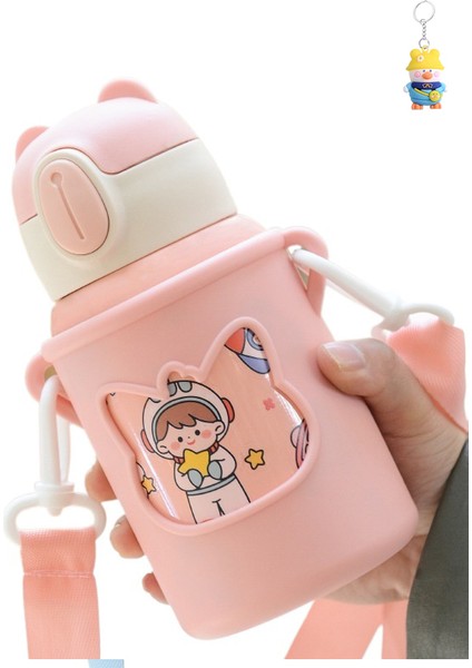 Çocuk Termos Bardağı 316 Paslanmazçelik Su Bardağıçift Içecek Pipetli Bardağı Bebeköğrenci Bardağı (Yurt Dışından)