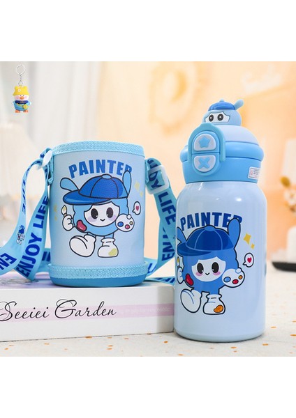 Çocuk Termos Bardağı 316 Paslanmazçelik Su Bardağıçift Içecek Pipetli Bardağı Bebeköğrenci Bardağı (Yurt Dışından)