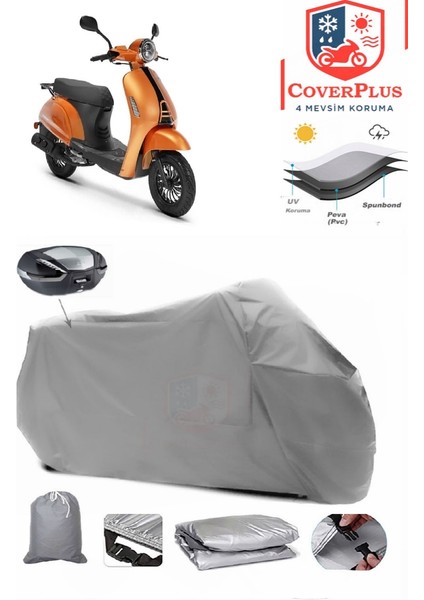 Kuba Blueberry Motor Brandası Gri Arka Çanta Uyumlu Motorsiket Brandası Motor Örtüsü Çadır Su Geçirmez Motosiklet Kılıfı Motor Brandası