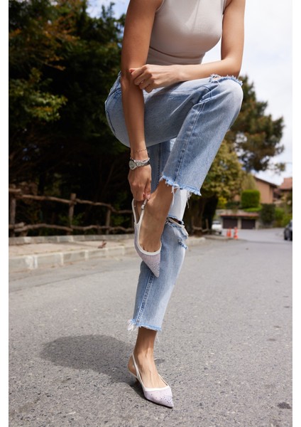 Poya Kadın Sıyah Tul Tas Mını Topuklu Ayakkabı