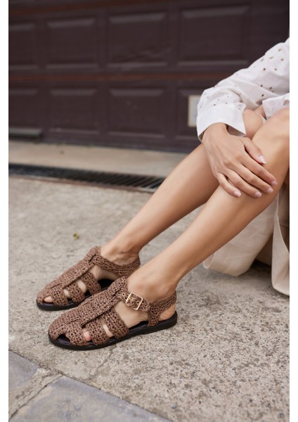 Romus Kadın Siyah El Orgu Hasır Sandalet fiyatları