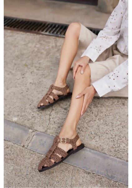 Romus Kadın Siyah El Orgu Hasır Sandalet fırsatları