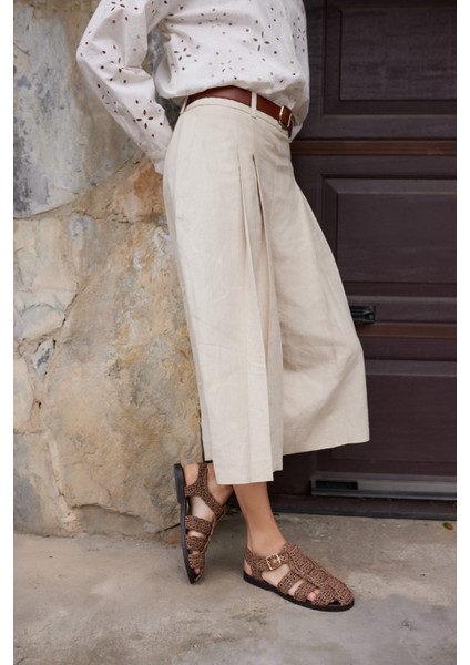 Romus Kadın Siyah El Orgu Hasır Sandalet