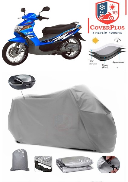 Yamaha Nouvo Arka Çanta Uyumlu (Gri) Motorsiket Brandası Motor Örtüsü Çadır Su Geçirmez Motosiklet Kılıfı Motor Brandası