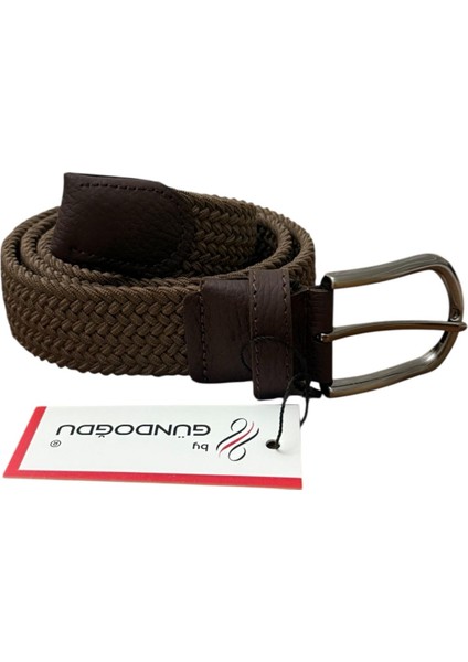 Kahverengi Elastik Lastikli Örgü Kemer