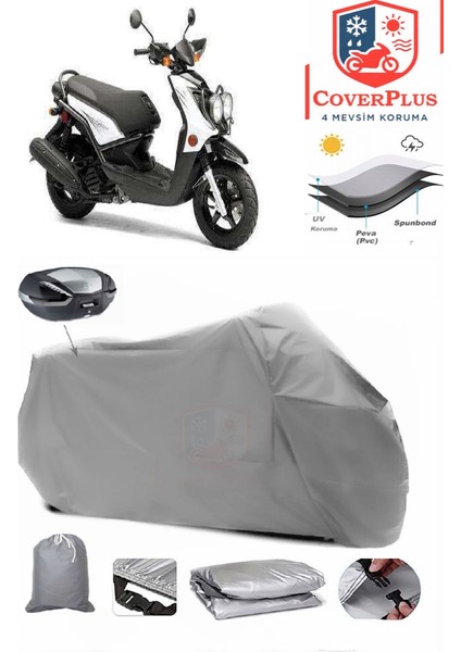 Ramzey Qm 125T-10E Arka Çanta Uyumlu (Gri) Motorsiket Brandası Motor Örtüsü Çadır Su Geçirmez Motosiklet Kılıfı Motor Brandası