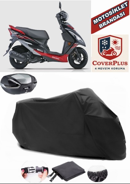 Haojue Hj 125T-10 Siyah Arka Çanta Uyumlu Motorsiket Brandası Motor Örtüsü Çadır Su Geçirmez Motosiklet Kılıfı Motor Brandası