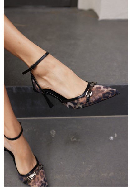 Dennıs Kadın Bordo Leoapar Tul Detay Topuklu Ayakkabı