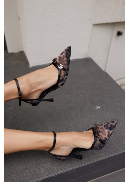 Dennıs Kadın Bordo Leoapar Tul Detay Topuklu Ayakkabı