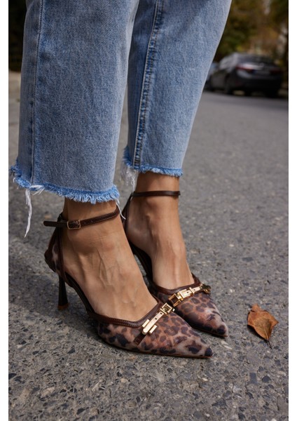 Dennıs Kadın Bordo Leoapar Tul Detay Topuklu Ayakkabı