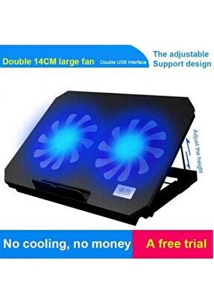 CF-02 Ayarlanabilir Dizüstü Bilgisayar Soğutma Fanı 2 Fanlı Ergonomik Tasarım Siyah indirimleri