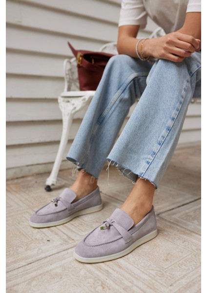 Casado Kadın Bej Gercek Suet Loafer Ayakkabi