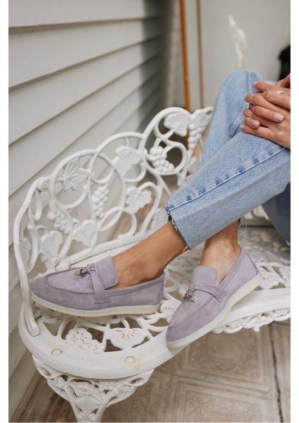 Casado Kadın Bej Gercek Suet Loafer Ayakkabi