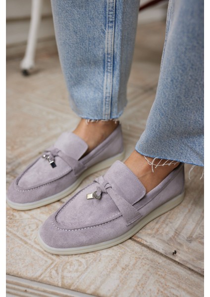 Casado Kadın Bej Gercek Suet Loafer Ayakkabi