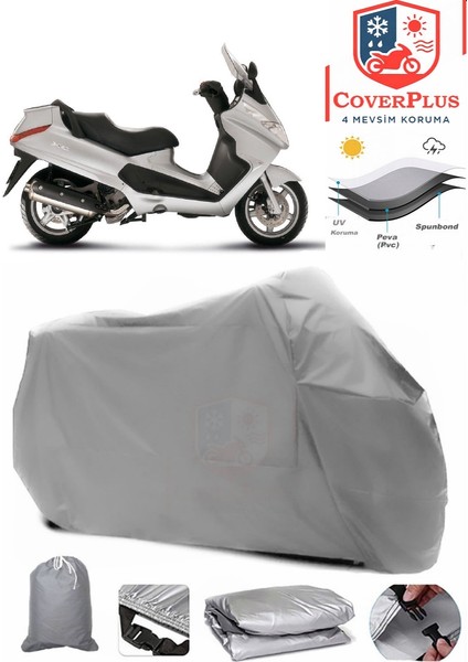 Piaggio X8 400 Ie Motor Brandası Gri Motorsiket Brandası Motor Örtüsü Çadır Su Geçirmez Motosiklet Kılıfı Motor Brandası