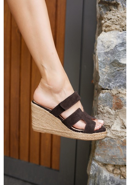 Hawai Kadın Kahve Gercek Deri Süet Espadril Terlık indirimleri