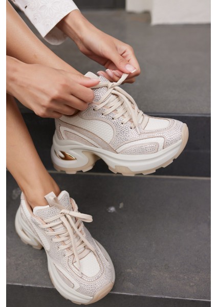 Sochı Kadın Bej Tas Detay Ithal Taban Sneaker fırsatları
