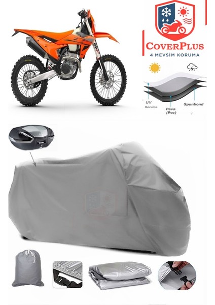 Ktm 250 Exc-F Arka Çanta Uyumlu (Gri) Motorsiket Brandası Motor Örtüsü Çadır Su Geçirmez Motosiklet Kılıfı Motor Brandası