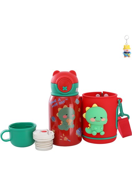 Yinghong Karikatür Termos Bardak Çocuk Öğrenci Su Isıtıcısı Pipetli Su Bardak (Yurt Dışından)