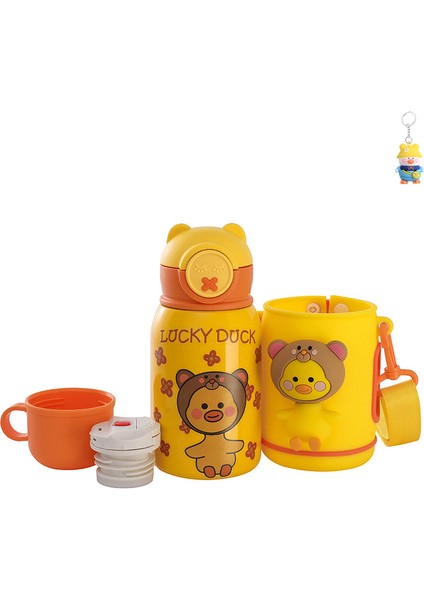 Yinghong Karikatür Termos Bardak Çocuk Öğrenci Su Isıtıcısı Pipetli Su Bardak (Yurt Dışından)