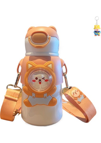 Sevimli Çocuk Termos Bardak Karikatür Taşınabilir Öğrenci Çocuk Pipetli Su Bardağı (Yurt Dışından)