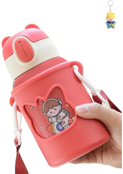 Çocuk Termos Bardağı 316 Paslanmazçelik Su Bardağıçift Içecek Pipetli Bardağı Bebeköğrenci Bardağı (Yurt Dışından)