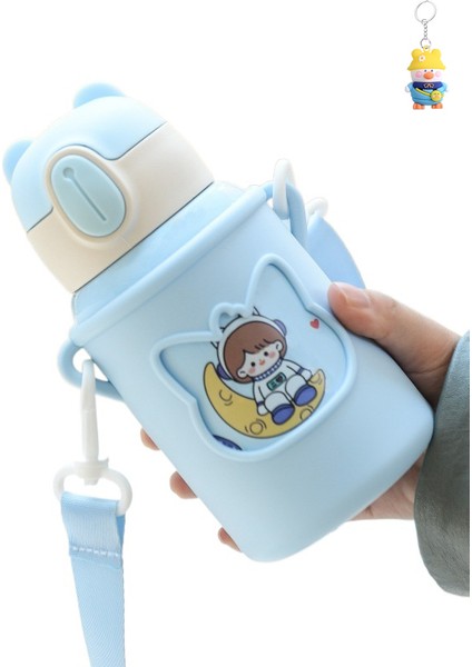 Çocuk Termos Bardağı 316 Paslanmazçelik Su Bardağıçift Içecek Pipetli Bardağı Bebeköğrenci Bardağı (Yurt Dışından)