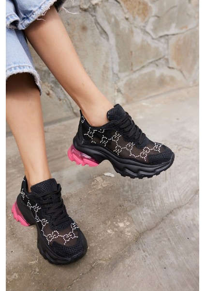 Vıva Kadın Sıyah Tul Tas Detay Ithal Taban Sneaker