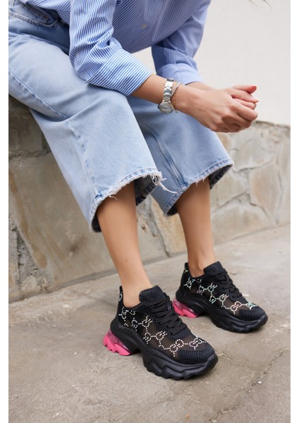 Vıva Kadın Sıyah Tul Tas Detay Ithal Taban Sneaker modelleri