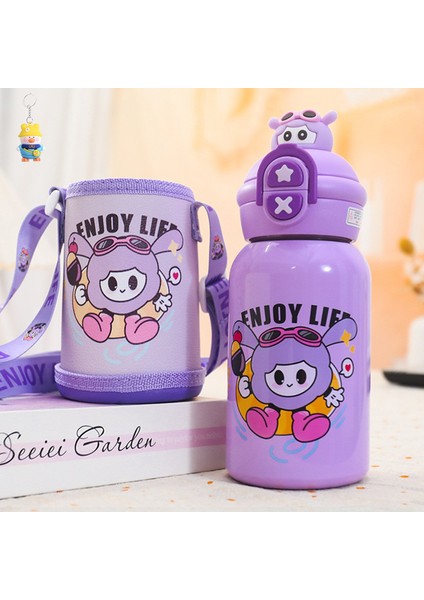 Çocuk Termos Bardağı 316 Paslanmazçelik Su Bardağıçift Içecek Pipetli Bardağı Bebeköğrenci Bardağı (Yurt Dışından)