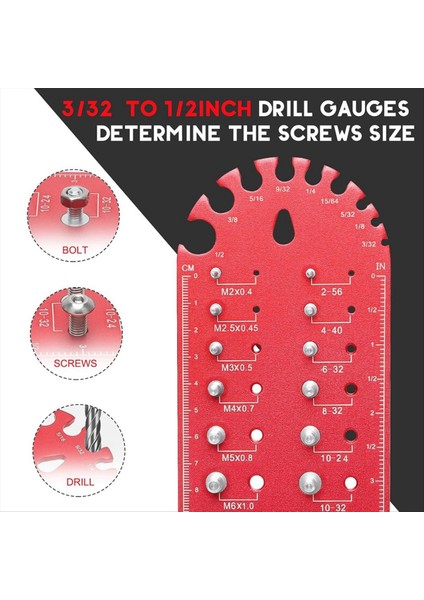 Taşınabilir Somun ve Cıvata Diş Denkleştiricisi Ince Dişli Somun ve Cıvata Boyutu Göstergesi, Çok Yönlü Diş Kovan Seti, Kırmızı (Yurt Dışından) indirimleri