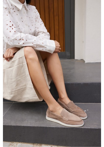 Amor Kadın Tutun Nude Gercek Suet Loafer Ayakkabı fiyatları