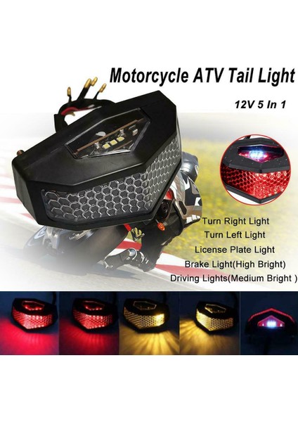 Yeni 12V Evrensel Motosiklet Atv Arka Lambası 5'i 1 Arada LED Arka Fren Lambası (Yurt Dışından) fırsatları