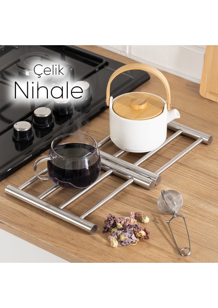 IVO-KS162 Paslanmaz Çelik Nihale Açılır Tencere Tava Altlığı Metal Altlık fiyatları