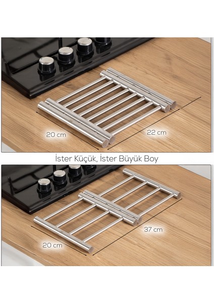IVO-KS162 Paslanmaz Çelik Nihale Açılır Tencere Tava Altlığı Metal Altlık fırsatları