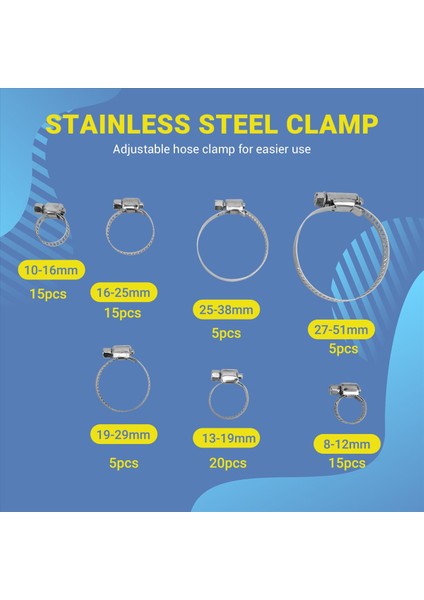 80 Adet Hortum Kelepçesi Boru Kelepçeleri 8MM-51MM Çember Kelepçe Hortum Kelepçesi Seti (Yurt Dışından) indirimleri