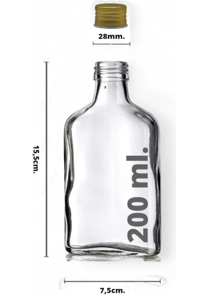 Home 6’lı Sızdırmaz Gold Metal Kapaklı Cold Brew Kahve Detoks Yassı Cam Şişe 200 ml indirimleri