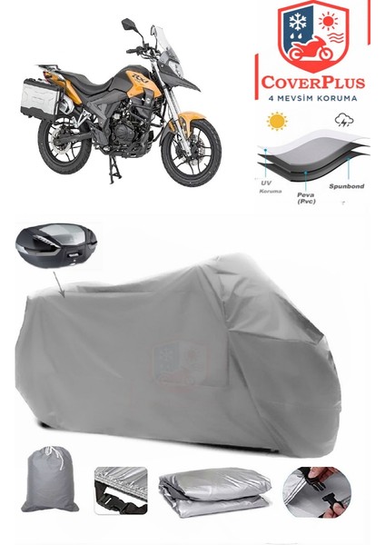 Mondial Rx1 Motor Brandası Gri Arka Çanta Uyumlu Motorsiket Brandası Motor Örtüsü Çadır Su Geçirmez Motosiklet Kılıfı Motor Brandası