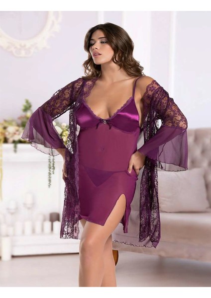 Mor Sabahlıklı Takım Gecelik